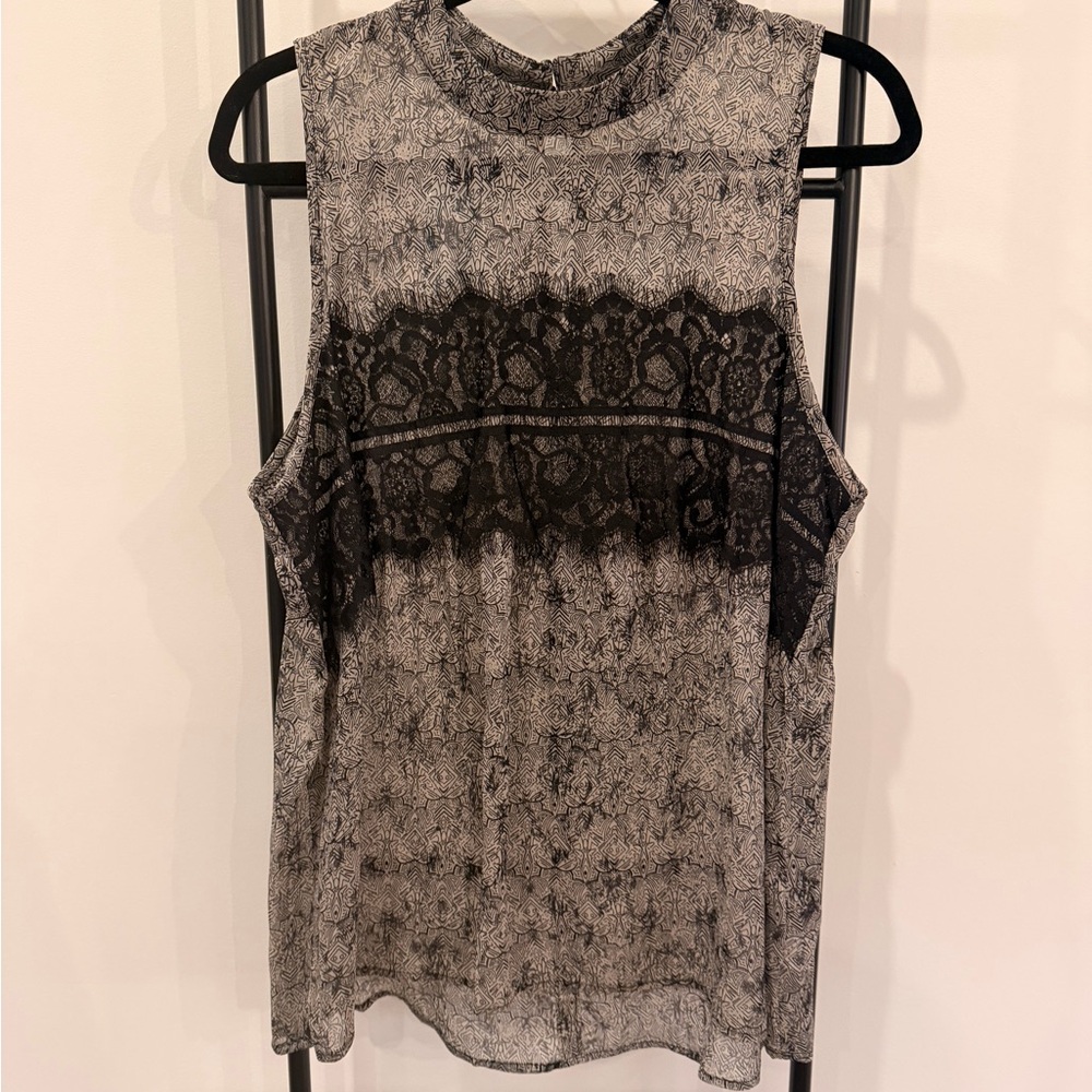 Maurices Black and Gray Lace Muscle Tee